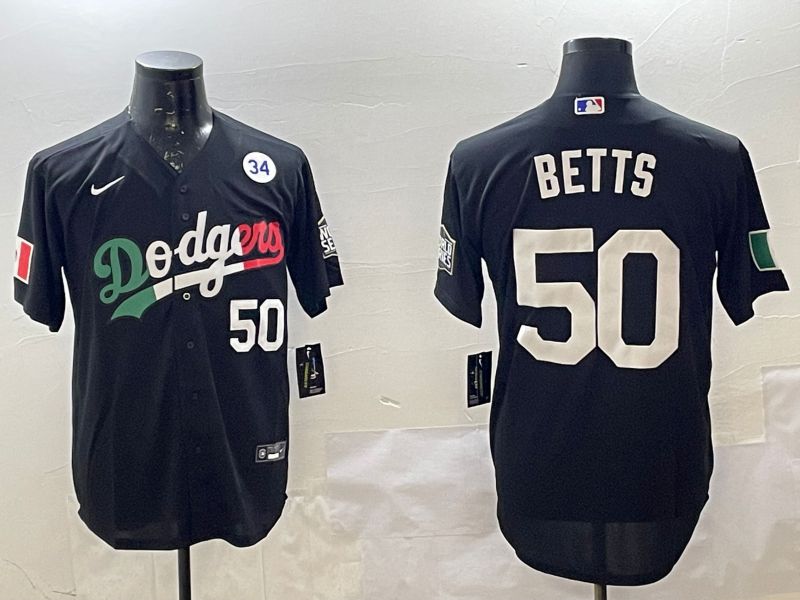 Men Los Angeles Dodgers 50 Betts Black Game 2025 Nike MLB Jersey style 2263